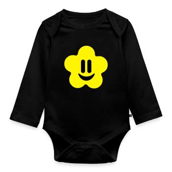 flower power - Baby Bio-Langarm-Body - Schwarz - Vorne
