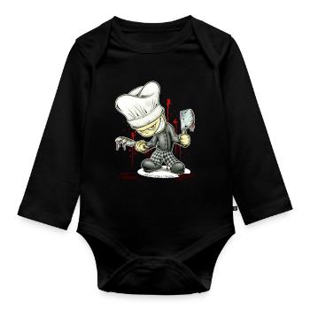 Kleiner Koch - Organic Longsleeve Baby Bodysuit - black - Front