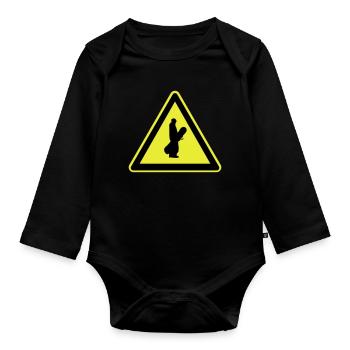 Snowboarder Schild - Baby Bio-Langarm-Body - Schwarz - Vorne