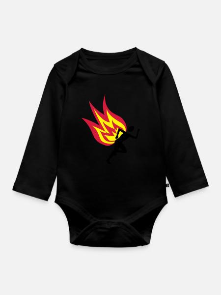 Jogger Feuer - Baby Bio-Langarm-Body - Schwarz