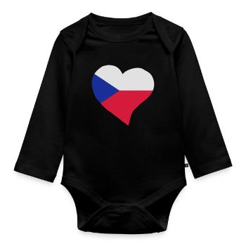 Tschechische Herz - Baby Bio-Langarm-Body - Schwarz - Vorne