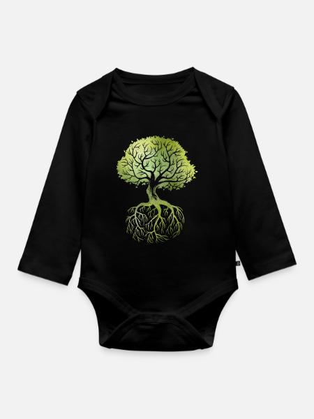 Roots - Baby Bio-Langarm-Body - Schwarz