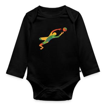 Colourful goalkeeper T-Shirts - Organic Longsleeve Baby Bodysuit - black - Front