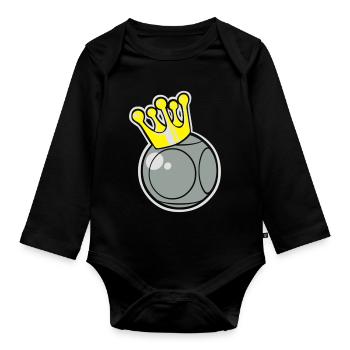 king petanque logo flex - Organic Longsleeve Baby Bodysuit - black - Front