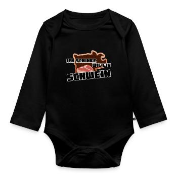 Schinke wie ein Schwein Metzger Geschenk Grillen - Baby Bio-Langarm-Body - Schwarz - Vorne