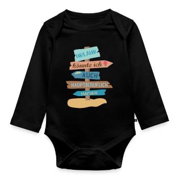 Urlaub - Baby Bio-Langarm-Body - Schwarz - Vorne