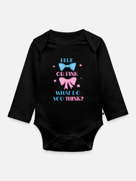 Baby Gender Reveal Party - Organic Longsleeve Baby Bodysuit - black