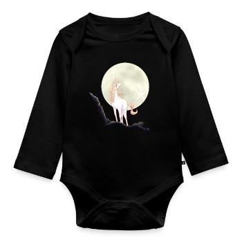 Einhorn vor Mond - Baby Bio-Langarm-Body - Schwarz - Vorne