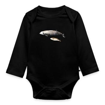 Cuvier's beaked whale - Ziphius cavirostris Beaked whale - Organic Longsleeve Baby Bodysuit - black - Front