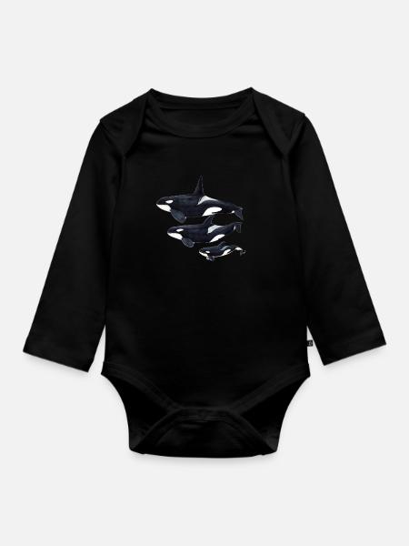 Orca - Schwertwal - ecause - Baby Bio-Langarm-Body - Schwarz