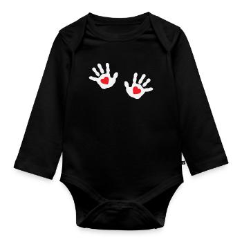 Baby Haende Baby haende Herz - Baby Bio-Langarm-Body - Schwarz - Vorne