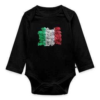 Italy vintage flag - Organic Longsleeve Baby Bodysuit - black - Front