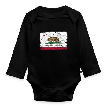 California vintage flag - Organic Longsleeve Baby Bodysuit - black - Front