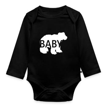 Baby Bär Weiss Tolle Geschenkidee - Baby Bio-Langarm-Body - Schwarz - Vorne