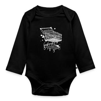 Shopping Cart Graffiti - Organic Longsleeve Baby Bodysuit - black - Front