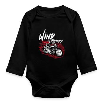 Motorbike Motorcyclist Wind Therapy Biker Bike - Organic Longsleeve Baby Bodysuit - black - Front
