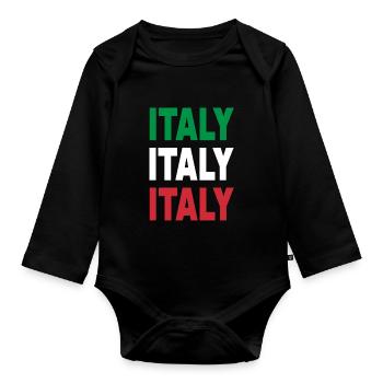 Italy / Gift / Gift Idea - Organic Longsleeve Baby Bodysuit - black - Front