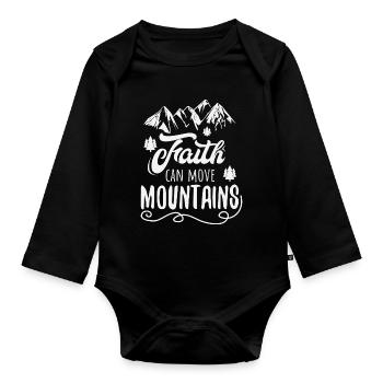 Glaube kann Berge versetzen Wanderer Geschenk - Baby Bio-Langarm-Body - Schwarz - Vorne