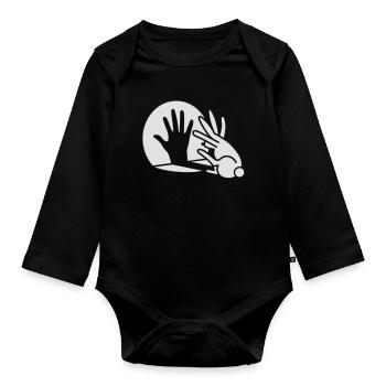 Rabbit Hand Shadows Glow in the dark - Body Bébé bio manches longues - noir - Devant