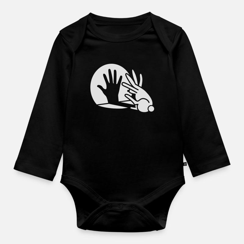 Rabbit Hand Shadows Glow in the dark - Body Bébé bio manches longues - noir