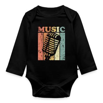 Chanteur vintage - Body Bébé bio manches longues - noir - Devant