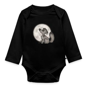 Wölfchen - Baby Bio-Langarm-Body - Schwarz - Vorne