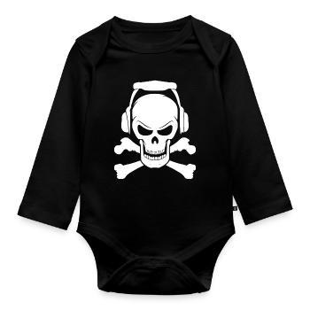 Skull Boxing Music Festival Metal Rock Party - Organic Longsleeve Baby Bodysuit - black - Front