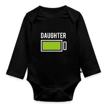 Tochter Partnerlook Familienlook Famillie Mädchen - Baby Bio-Langarm-Body - Schwarz - Vorne