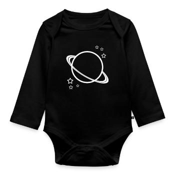 Planet Space universe - Organic Longsleeve Baby Bodysuit - black - Front