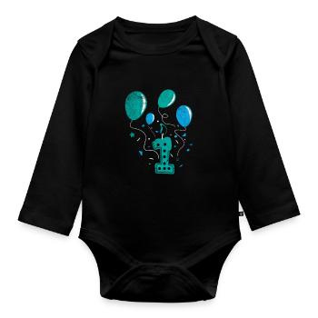 Premier anniversaire 1 an cadeau bébé chemise - Body Bébé bio manches longues - noir - Devant