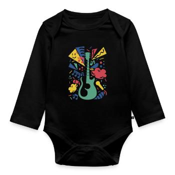 Colorful Guitar Symphony - Organic Longsleeve Baby Bodysuit - black - Front