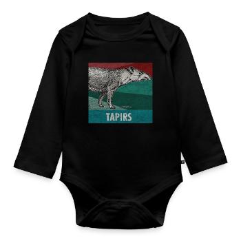 Tapir Animal Proboscis Zoo Animal Nature Retro Gift - Organic Longsleeve Baby Bodysuit - black - Front