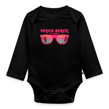 Venice Beach in Los Angeles - Baby Bio-Langarm-Body - Schwarz - Vorne