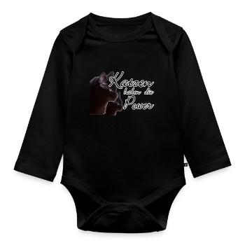 Katzen Katze Tier Haustier Spruch Liebe Geschenk - Baby Bio-Langarm-Body - Schwarz - Vorne