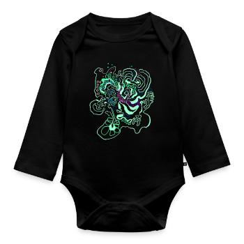 Coral Map / Floral Pattern - Organic Longsleeve Baby Bodysuit - black - Front