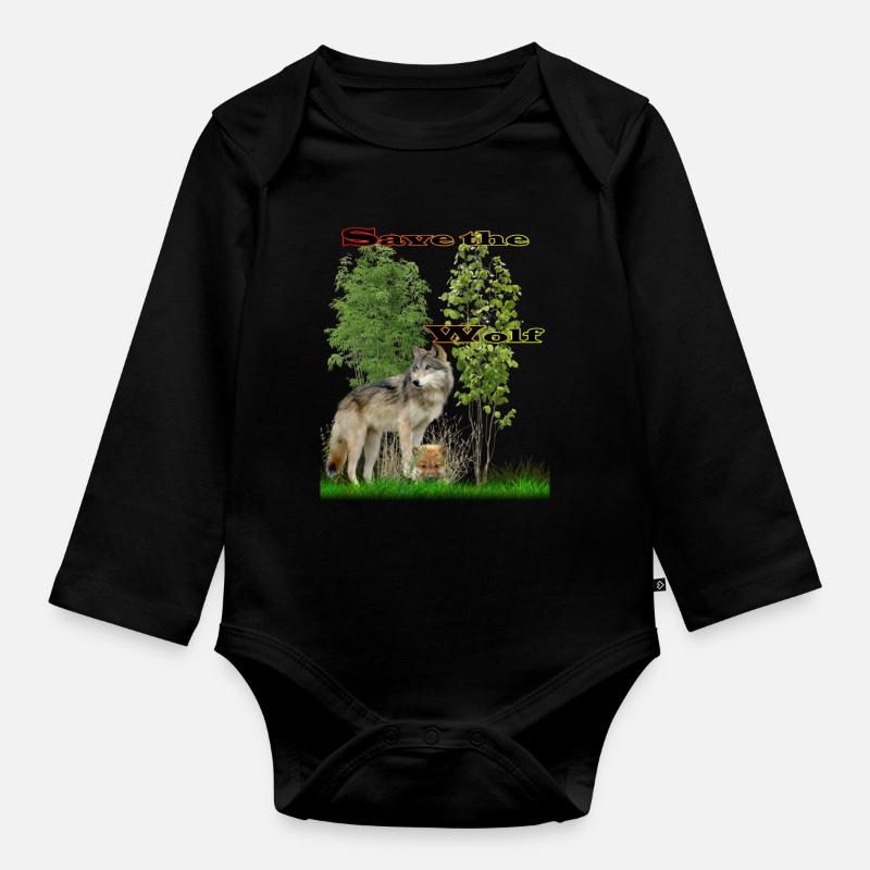 loup 2 - Body Bébé bio manches longues - noir