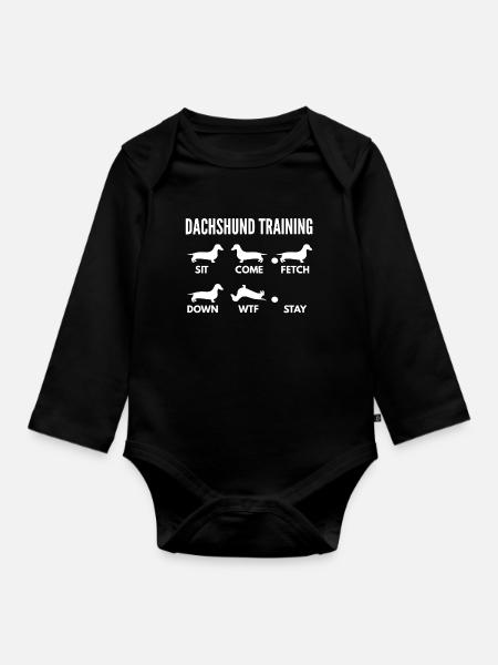 Dackel-Trainingshemd - Baby Bio-Langarm-Body - Schwarz