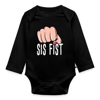 Fist - Sister Fist - Box - Boxing - Organic Longsleeve Baby Bodysuit - black - Front