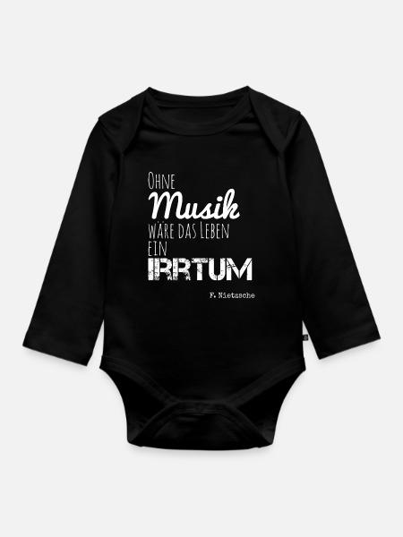 Ohne Musik wäre das Leben ein Irrtum - Baby Bio-Langarm-Body - Schwarz