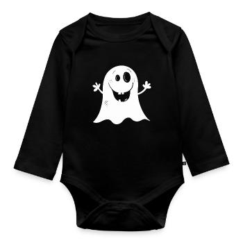 Cool Little Ghost I Halloween - Organic Longsleeve Baby Bodysuit - black - Front