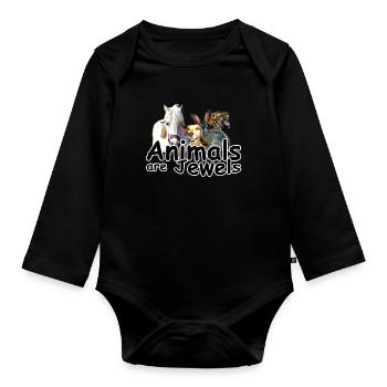 Animaux Bijoux Animaux Bien-être animal Cadeau - Body Bébé bio manches longues - noir - Devant