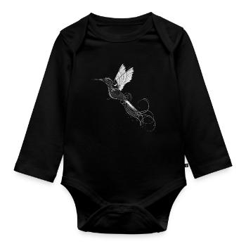 un colibri fantaisiste - Body Bébé bio manches longues - noir - Devant