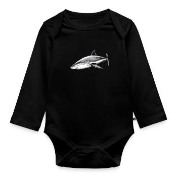 Great white shark - Organic Longsleeve Baby Bodysuit - black - Front