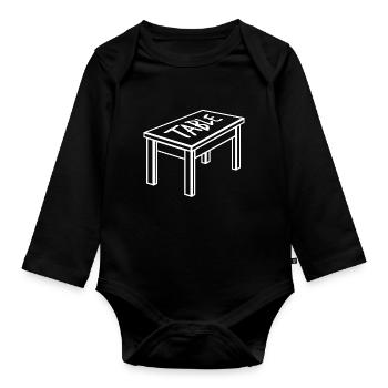 Table dining table furniture object carpenter - Organic Longsleeve Baby Bodysuit - black - Front