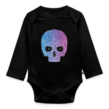 Galactic skull - Organic Longsleeve Baby Bodysuit - black - Front