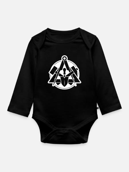 Maurer Emblem, Mauererzunft - Baby Bio-Langarm-Body - Schwarz