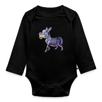 Âne Morgenstund - Body Bébé bio manches longues - noir - Devant