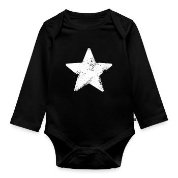 starry star splatter - Organic Longsleeve Baby Bodysuit - black - Front
