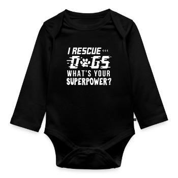 Ich rette Hundehemd - Baby Bio-Langarm-Body - Schwarz - Vorne