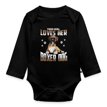 Boxerhund Frauen Dieses Mädchen liebt ihren Boxerhund - Baby Bio-Langarm-Body - Schwarz - Vorne